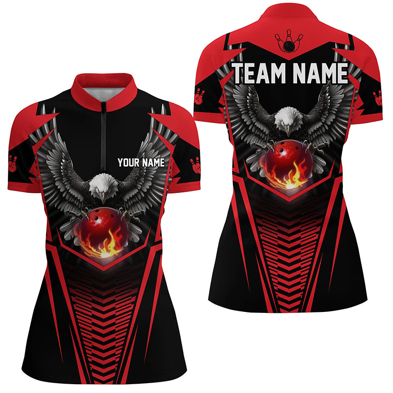 Custom Eagle Bowling Shirts 1/4 Zip Bowling Team League for Women QZT434