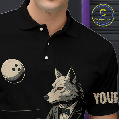 Personalized Black Wolf Bowling Jersey for Men Bowling Team Shirt Polo & 1/4-Zip Bowling Unisex QZT702
