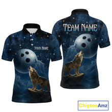 Load image into Gallery viewer, Custom Blue Bowling Shirt Wolf Bowling Team Jersey for Men Polo &amp; 1/4 Zip Bowling Outfit QZT703