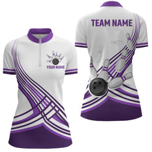 Load image into Gallery viewer, Personalized Women's Bowling Jersey Quarter Zip Bowling Team Shirts Bowling Gifts QZT502