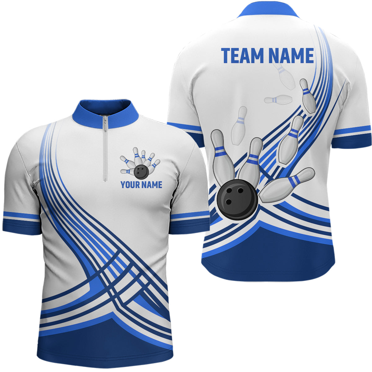 Personalized Men's Bowling Jersey Quarter Zip Bowling Team Shirts Bowling Gifts QZT502