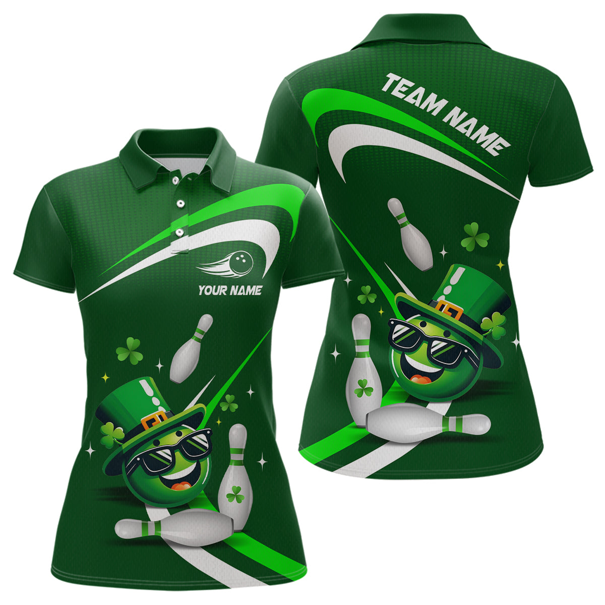 Custom Green St Patrick Day Bowling Shirt Lucky Funny Polo Bowling Jersey QZT623