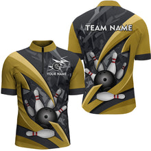 Load image into Gallery viewer, Custom 3D Bowling Team Shirts Multicolor Bowling Jersey for Men Quarter Zip QZT505