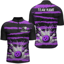 Load image into Gallery viewer, Men Camo Bowling Shirts 1/4 Zip Custom Bowling Team Jersey League Multicolor QZT472