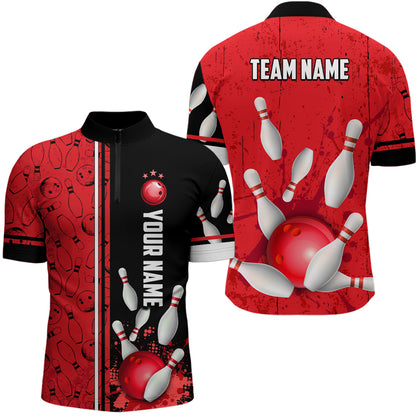 Custom Men Bowling Team Shirts Quarter Zip Bowling Jersey League Muticolor QZT474