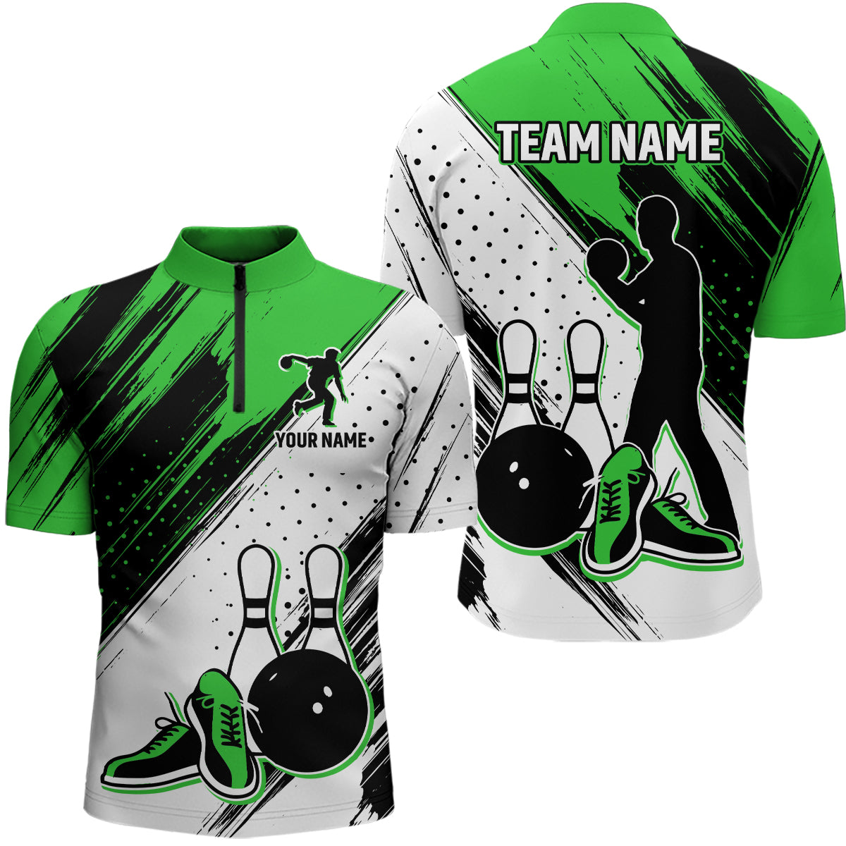 Personalized Men Quarter Zip Bowling Shirts Camo Bowling Team Jersey Multicolor QZT477