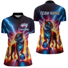 Load image into Gallery viewer, Custom Tiger Bowling Jersey Thunder Bowling Team Shirt Quarter-Zip Bowling for Men Women QZT637