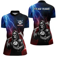 Load image into Gallery viewer, Thunder Bowling Shirt| Grim Reaper Bowling Jersey, Custom Bowling for Women, Quarter-Zip Bowling Shirt QZT405