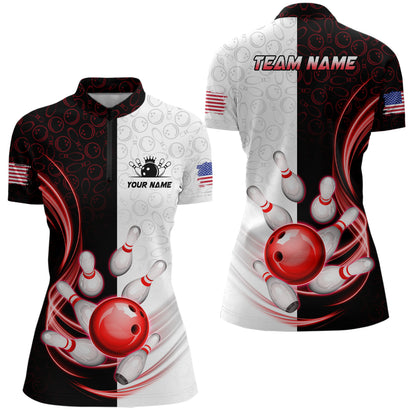 Custom Bowling Shirts for Women Camo Bowling Jersey 1/4 Zip Bowling Team League QZT449