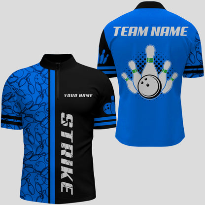 Custom Bowling Shirt for Men Bowling Jersey Bowling Team League Quarter-Zip Shirt QZT100