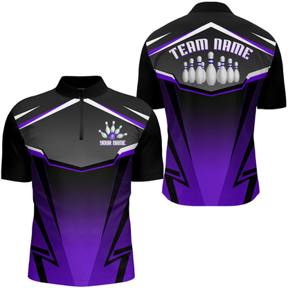 Custom Bowling Shirt for Men Bowling Jersey Bowling Team League Quarter-Zip Shirt QZT140