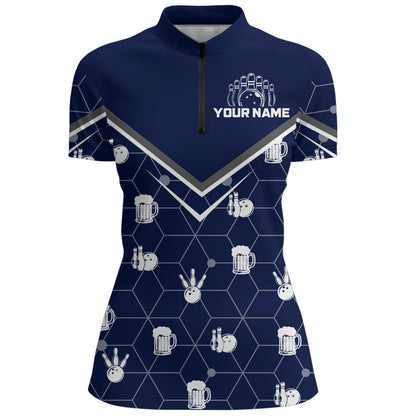 Personalized Camo 1/4 Zip Shirt Bowling Shirt for Women Custom Bowling Jersey Bowling Team League QZT253