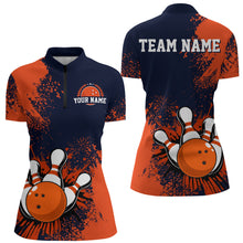 Load image into Gallery viewer, Personalized Women's Bowling Shirts Bowling Jersey Quarter Zip Bowling Performance QZT497
