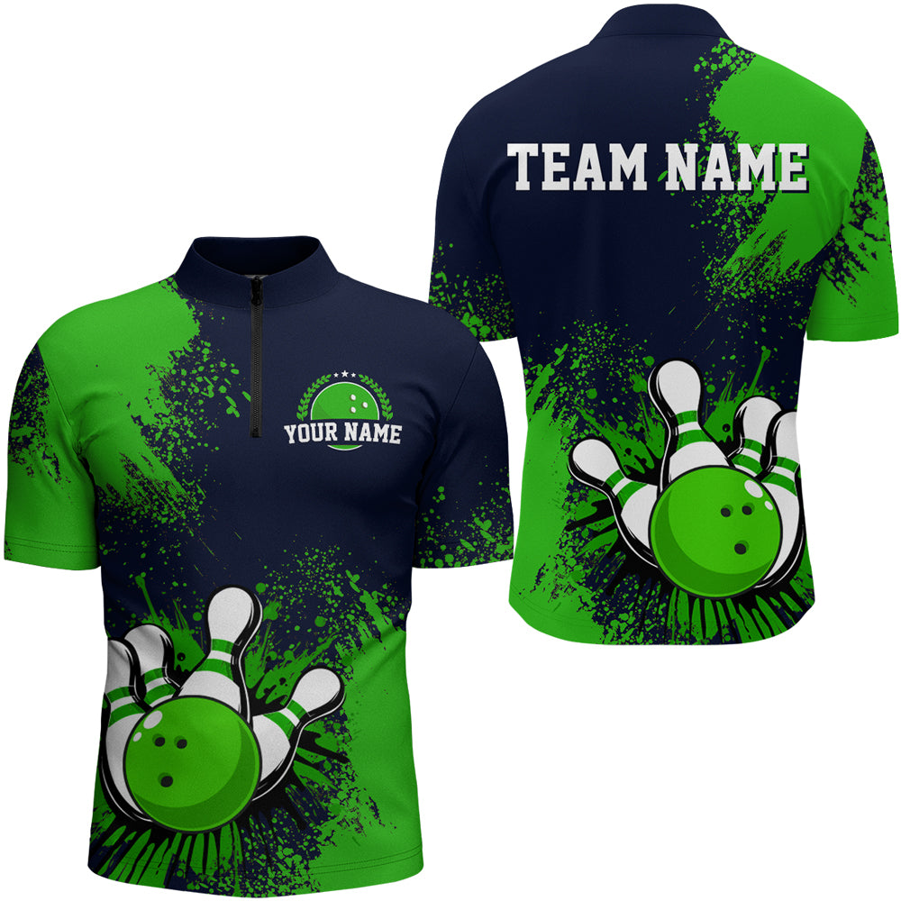 Personalized Men's Bowling Shirts Bowling Jersey Quarter Zip Bowling Performance QZT497