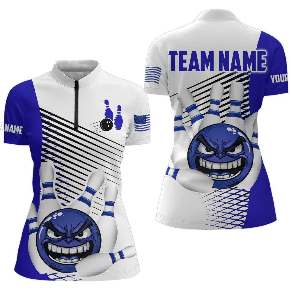 Custom Bowling Shirt Funny Bowling Shirt for Women Bowling Team Jersey 1/4 Zip Shirt Unisex QZT254