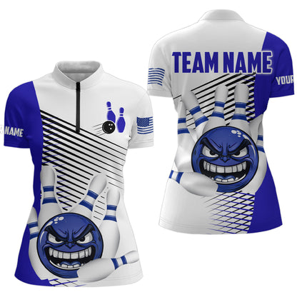 Custom Bowling Shirt Funny Bowling Shirt for Women Bowling Team Jersey 1/4 Zip Shirt Unisex QZT254