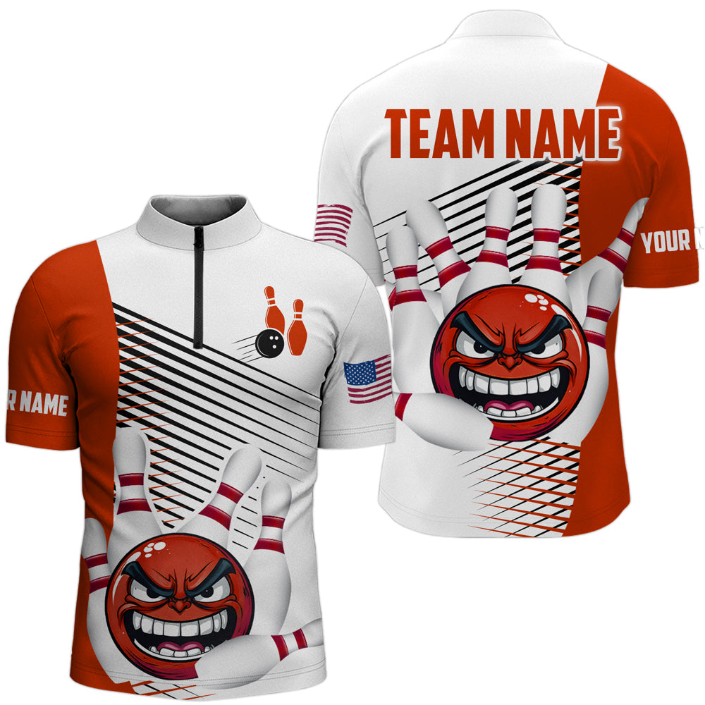 Custom Bowling Shirt Funny Bowling Shirt for Men Bowling Team Jersey 1/4 Zip Shirt Unisex QZT254