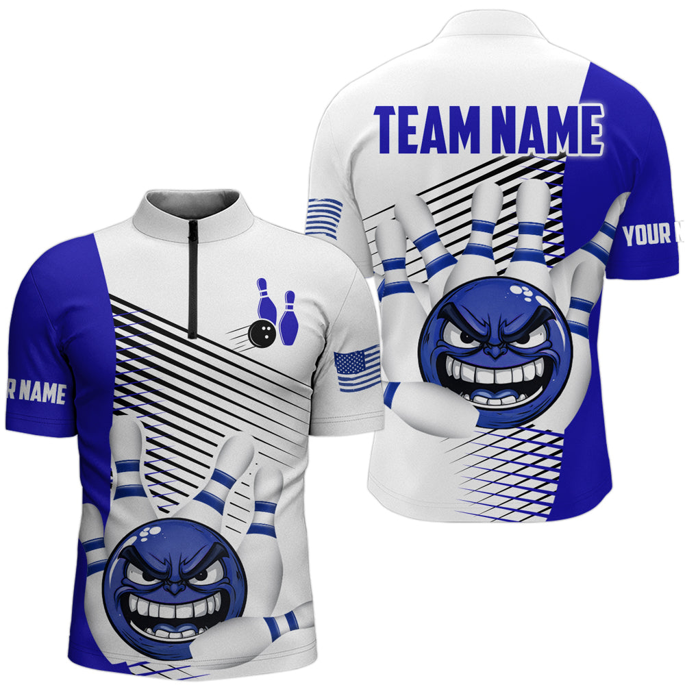 Custom Bowling Shirt Funny Bowling Shirt for Men Bowling Team Jersey 1/4 Zip Shirt Unisex QZT254