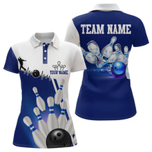 Load image into Gallery viewer, Personalized Bowling Shirts for Men and Women Polo Bowling Team Jersey Blue &amp; White QZT599