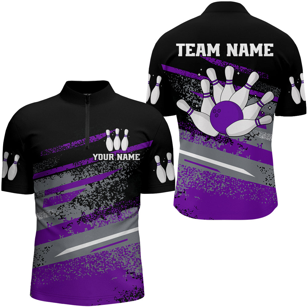 Personalized Men's Bowling Jersey Quarter Zip Bowling Team Shirts Bowling Gifts QZT501