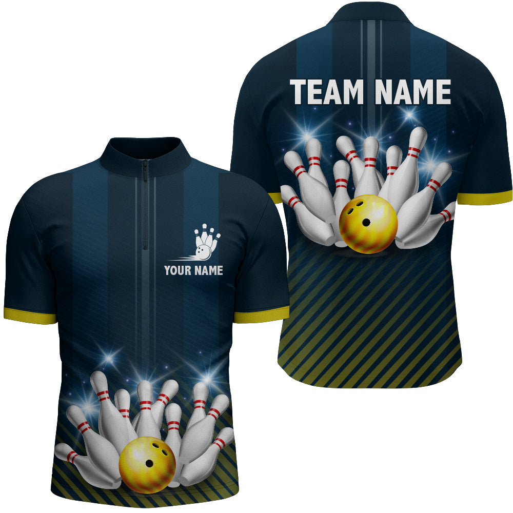 Personalized Bowling Shirt for Men Custom Bowling Jersey Bowling Team League Quarter-Zip Shirt QZT211