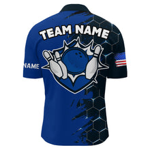 Load image into Gallery viewer, Navy &amp; Black Bowling Shirt Customized Camo Bowling Shirt Quarter- Zip Bowling Team League for Men QZT266