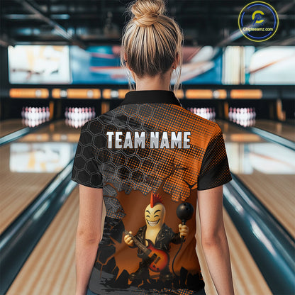Bowling Pin Rocker Shirt for Women Music Bowlwing Team Leage Polo & Quarter-Zip Bowling Jersey QZT719