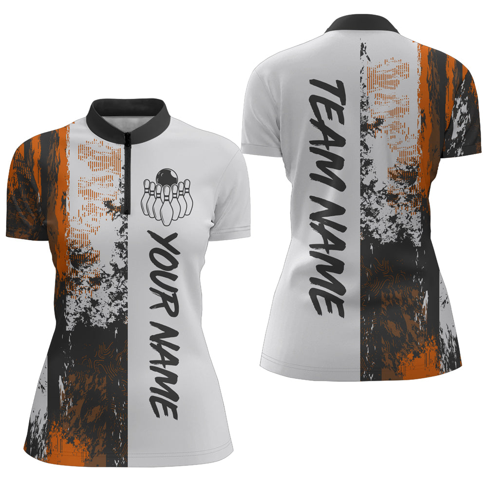 Camo 3D Bowling Shirts Women Custom Bowling Team Jersey Quarter Zip Multicolor QZT469