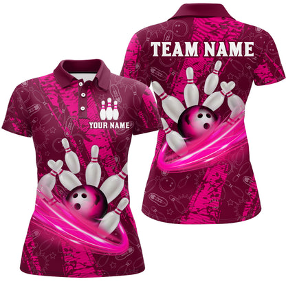 Custom Women 3D Bowling Shirts Bowling Team Jersey Polo Bowlers Gifts Multicolor QZT473