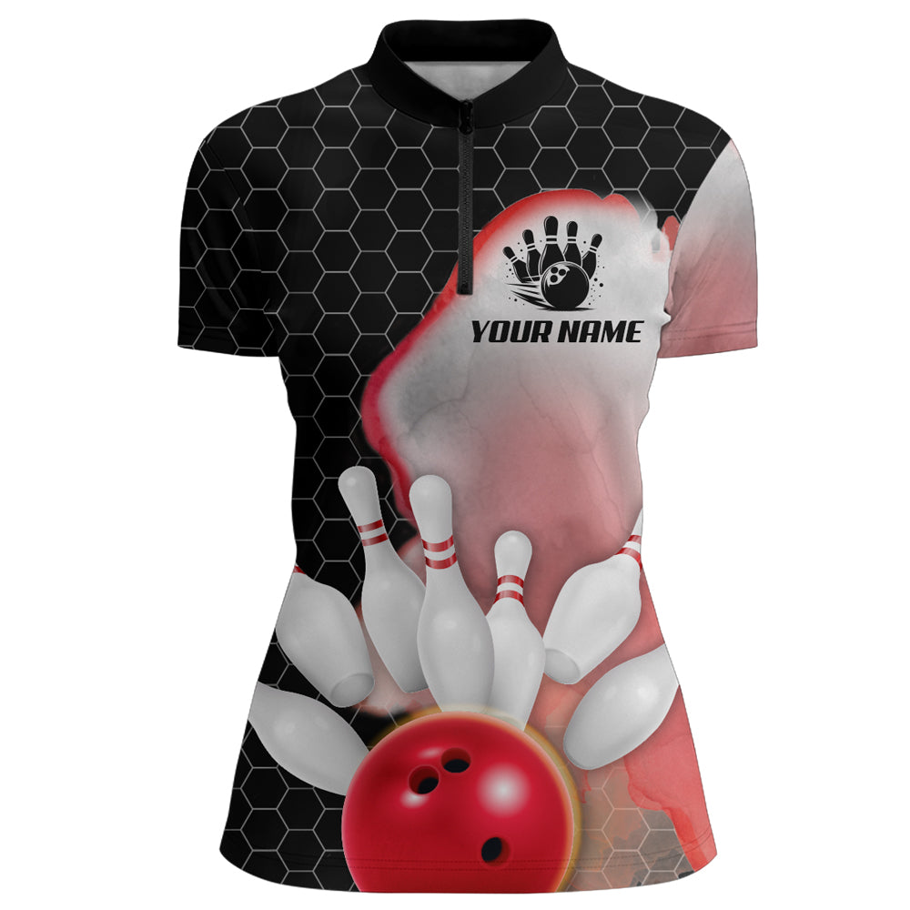 Personalized Bowling Shirt for Women Bowling Jersey Quarter Zip Shirt Unisex QZT284