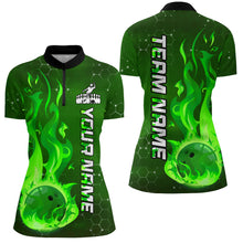 Load image into Gallery viewer, Custom Flame Bowling Shirts Bowling Jersey for Women 1/4 Zip Bowling Uniform QZT447