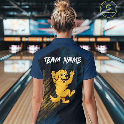 Funny Golden Retriever Dog Bowling Shirt for Women Custom Polo & Quarter-Zip Bowling Team Jersey QZT760