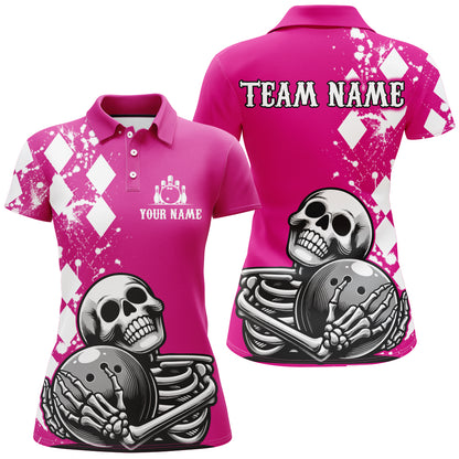 Skull Bowling Shirt for Women Custom Bowling Jersey Bowling Polo Shirt QZT245