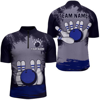 Personalized Bowling Team Shirts Multicolor Men's Bowling Shirt Quarter Zip Bowling QZT490