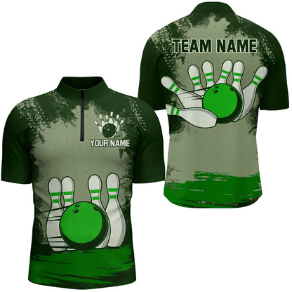 Personalized Bowling Team Shirts Multicolor Men's Bowling Shirt Quarter Zip Bowling QZT490