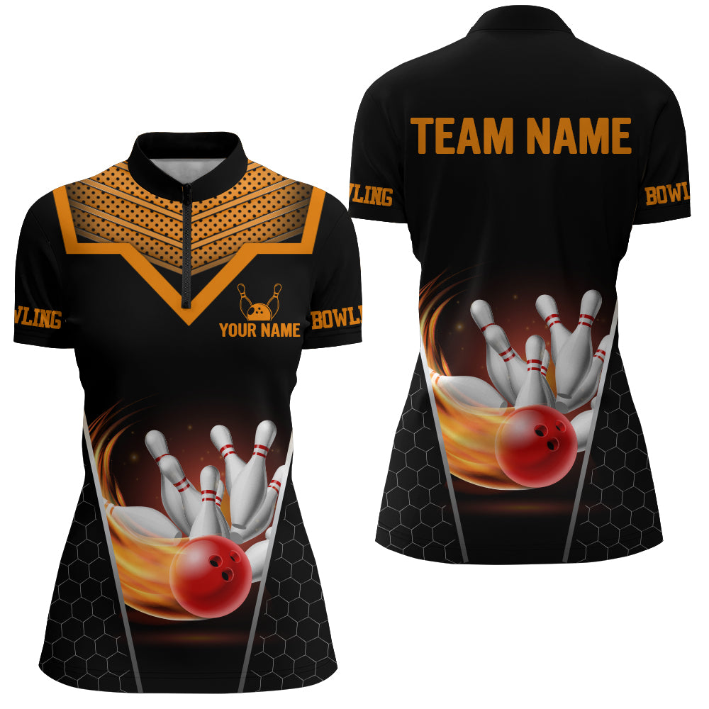 Custom Bowling Shirt for Women Bowling Jersey Bowling Team League Quarter-Zip Shirt QZT79