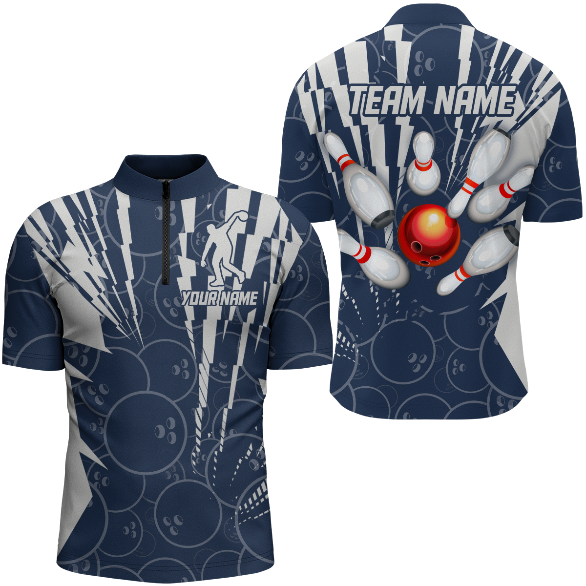 Custom Bowling Shirt Bowling Jersey for Men Bowling Team League Quarter-Zip Shirt QZT252