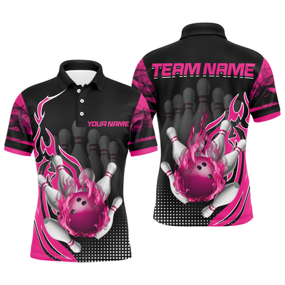 Personalized Flame Bowling Shirts Men Bowling Team League Polo Bowling QZT410