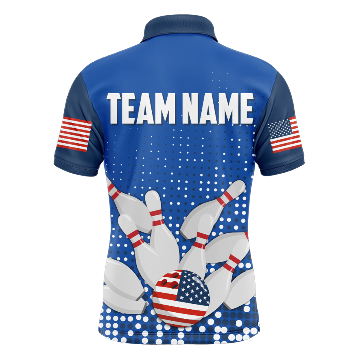 Navy Bowling Shirt Customized Polo Shirt for Men Bowling Team with Name QZT271