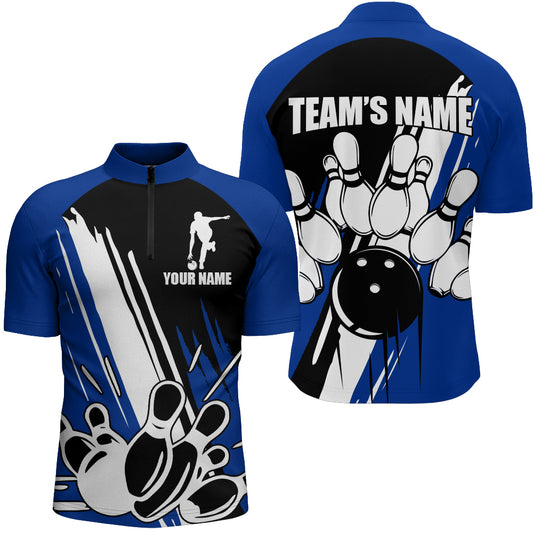 Bowling Quarter-Zip Shirt for Men Custom Bowling Team Shirt Bowlers Jersey QZT15