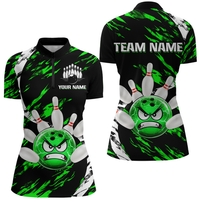 Women's Bowling Shirt Custom Bowling Jersey 1/4 Zip Bowling Multicolor Team Shirts QZT483