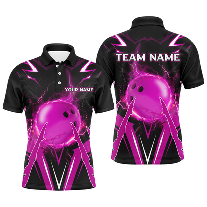Personalized Bowling Team Shirts for Men Polo Short Sleeves Bowling Multicolor QZT455