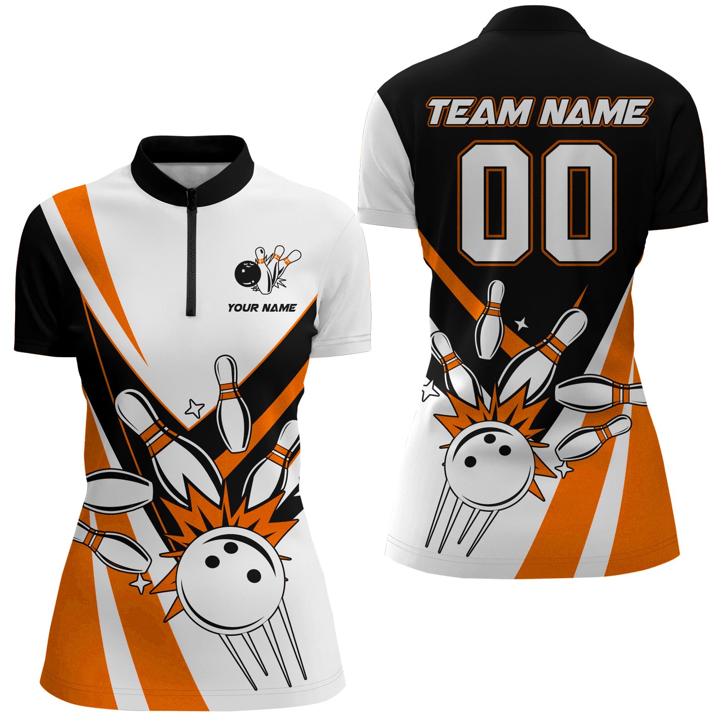 Bowling Quarter-Zip Shirt for Women Custom Bowling Team Shirt Bowlers Jersey QZT15