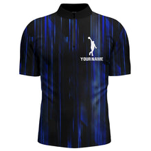 Load image into Gallery viewer, Custom Bowling Shirt For Men Blue 3D Bowling Jersey Team League Personalized Bowling 1/4 Zip Shirt BDT308