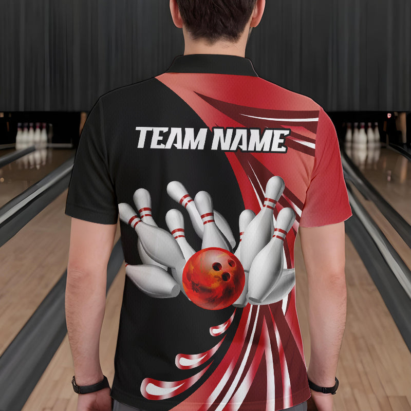 Personalized Red Bowling Team Jersey For Men & Women Custom Bowling Polo Shirt BDT457