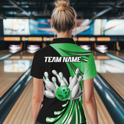 Personalized Green Bowling Team Jersey For Men & Women Custom Quarter Zip Bowling Shirt BDT457