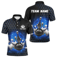Load image into Gallery viewer, Personalized Blue Bowling Jersey Men and Women Custom Bowling Polo Shirt Team BDT490