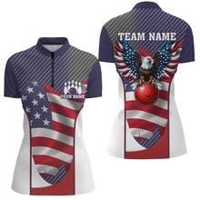Load image into Gallery viewer, Patriotic Bowling 1/4 Zip Shirts For Men Women Custom Eagle Bowling Jersey Team BDT506