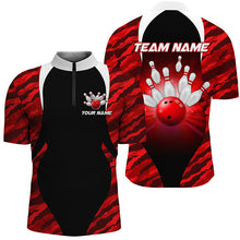 Load image into Gallery viewer, Red Camo Bowling Shirts Men Women Bowling Jersey Unisex Custom 1/4 Zip Bowling Team Shirt BDT597