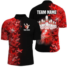 Load image into Gallery viewer, Red Butterfly Bowling Shirts For Men Women Custom 1/4 Zip Bowling Jersey Team BDT505